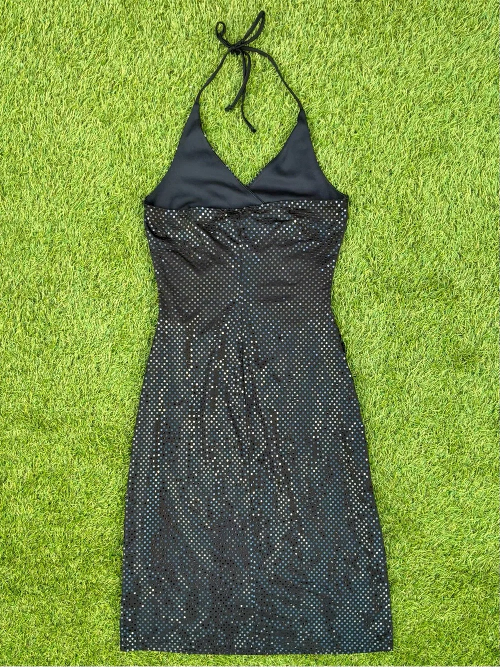 Le Château Black Polka Dot Halter Dress Medium - Picture 2 of 2